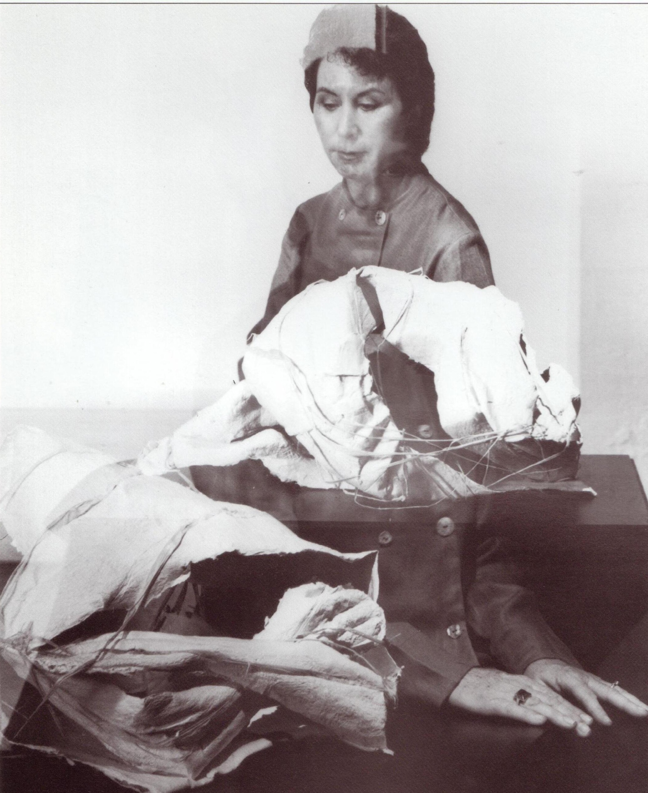 Sandy Bleifer with Angel: Bound sculpture